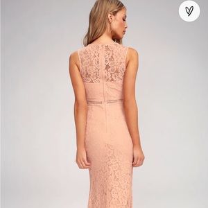 NWT Lulu’s Music of the Heart Blush Pink Lace Sweetheart Sleeveless Maxi Dress